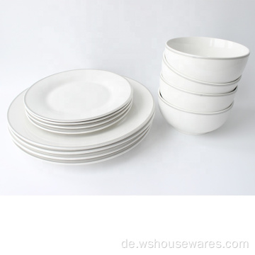 12 pcs heiß verkauft Porzellan weiße Farbgeschirrset Set